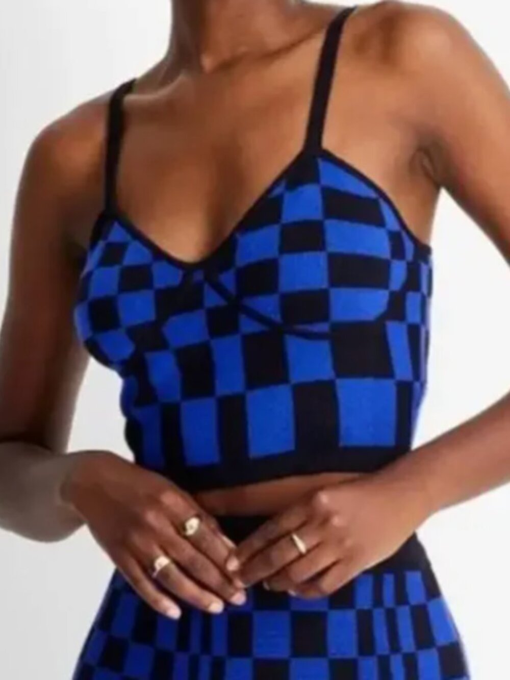 FUTURE COLLECTIVE Kahlana Barfield Target Blue Print Bralette Knit Tank Top